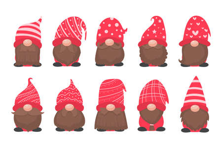 Christmas gnome. A little gnome wearing a red woolen hat. celebrate on christmasのイラスト素材