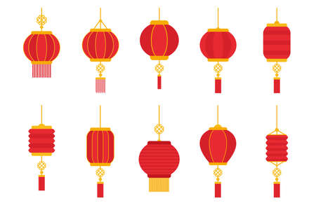 red round chinese lantern element for decoration for Chinese New Yearのイラスト素材