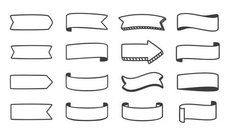 hand drawn ribbon text frame for decorating journalsのイラスト素材