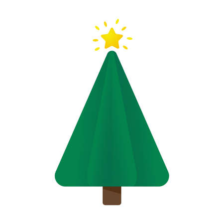 Christmas tree design decorated with colorful ball and star on top.のイラスト素材
