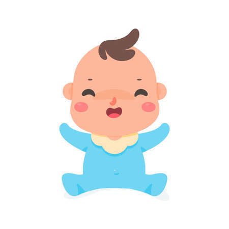 The cartoon little baby is smiling happilyのイラスト素材