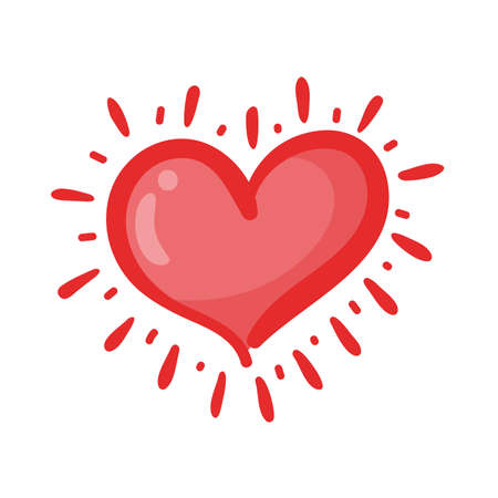 Red heart design with wings of love that must be heartbroken by lovers on Valentine's Day.のイラスト素材