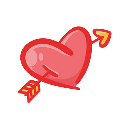 Red heart design with wings of love that must be heartbroken by lovers on Valentine's Day.のイラスト素材