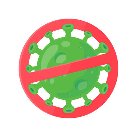 Sign beware of virus hazards. Signs prohibiting the coronavirus. Concept of stopping the transmission of germsのイラスト素材