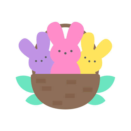 Easter Peeps. Simple Rabbit Vector Various colors made from candy and marshmallows. For celebrating Easter.のイラスト素材