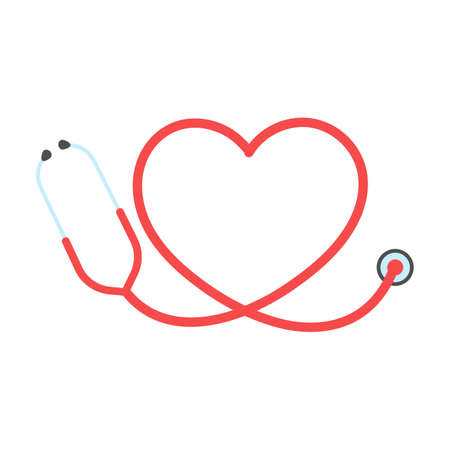 Stethoscope nurse. A medical stethoscope that curls into a heart shape Health care concept.のイラスト素材