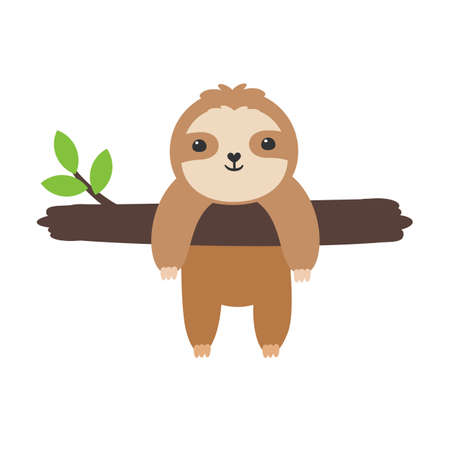 Vector Cartoon Slot Sleep Slowly moving slots hang on trees in various poses.のイラスト素材