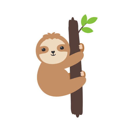 Vector Cartoon Slot Sleep Slowly moving slots hang on trees in various poses.のイラスト素材