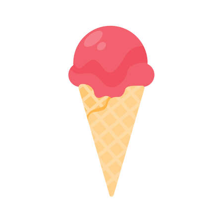 Vector ice cream. Sweet ice cream made from fruit and waffle cones. Refreshing in summerのイラスト素材