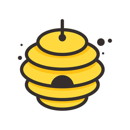 Cute bee cartoon character vector Hexagon honeycomb and flower isolated on white background.のイラスト素材