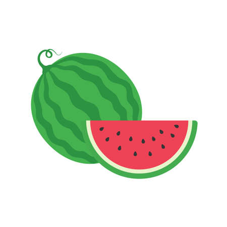 A delicious red watermelon Sweet fruit that is commonly eaten during summer for freshness.のイラスト素材