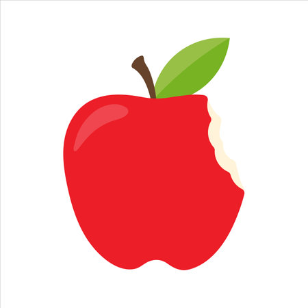 Vector bitten red apple Apple cut in half Leave space for adding text.のイラスト素材