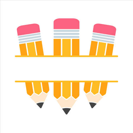 Vector Yellow Wooden Pencil With Eraser Back With a label for adding text.のイラスト素材