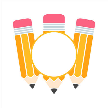 Vector Yellow Wooden Pencil With Eraser Back With a label for adding text.のイラスト素材