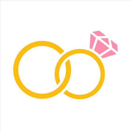 Vector diamond ring Two gold rings are related on the day of the wedding.のイラスト素材