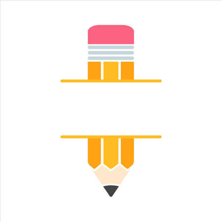 Vector Yellow Wooden Pencil With Eraser Back With a label for adding text.のイラスト素材