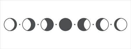 Vector lunar phase of the moon Simple circle shape design Isolated on white background.のイラスト素材