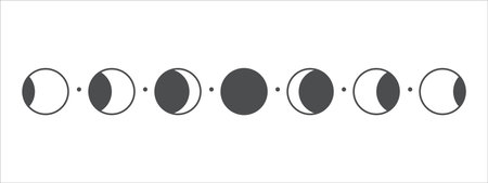 Vector lunar phase of the moon Simple circle shape design Isolated on white background.のイラスト素材