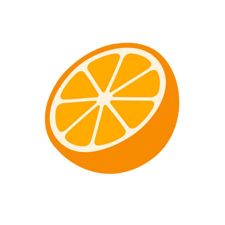 Summer refreshing fruit oranges are cut in half separately on white background.のイラスト素材