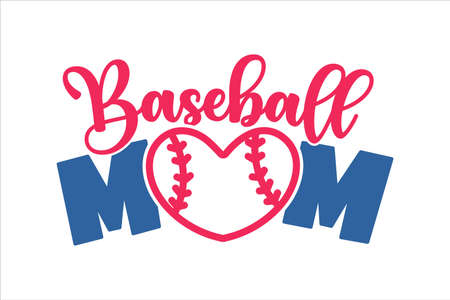 Baseball mom text design. I love mom on Mother's Day. Isolated on white backgroundのイラスト素材