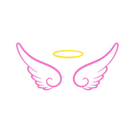 Angel wings design and cute head ring for kids. Isolated on white backgroundのイラスト素材