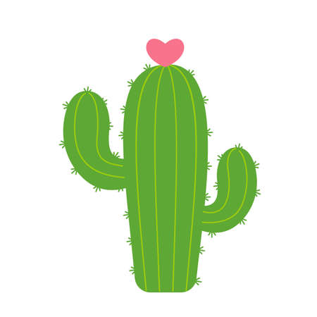 Cactus shaped plants that flower in the shape of a heart. The concept of lovers growing cactus.のイラスト素材