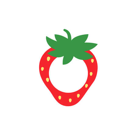 Red strawberry fruit Leave space for adding text. Isolated on white backgroundのイラスト素材