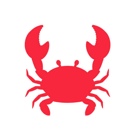 Red crab with big claws Leave space for adding text. Isolated on white background.のイラスト素材