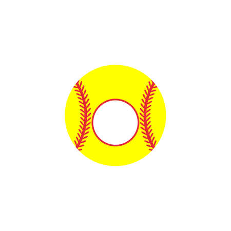 Yellow heart shaped baseball And red stitch baseball Isolated on white background.のイラスト素材
