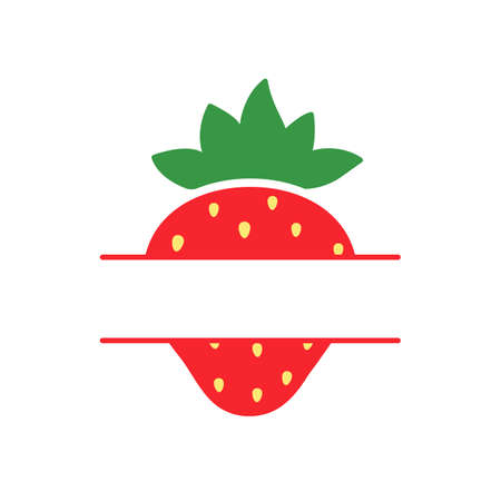 Red strawberry fruit Leave space for adding text. Isolated on white backgroundのイラスト素材