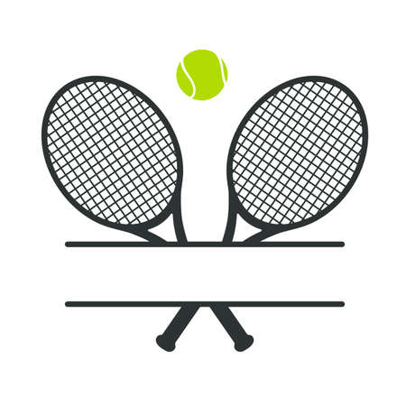 Vector collection of green tennis balls and tennis racket Leave space for adding text.のイラスト素材