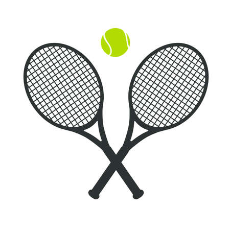 Vector collection of green tennis balls and tennis racket Leave space for adding text.のイラスト素材