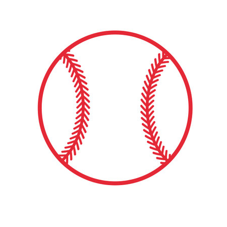 Beautiful red stitch baseball ball vector Isolated on white backgroundのイラスト素材