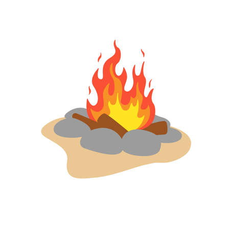 Vector bonfire. Setting up a campfire To socialize in the night of the hikers Isolated on backgroundのイラスト素材