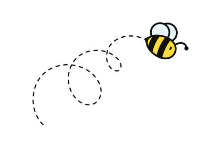 Simple flying bee design vector. Cartoon bee isolated on white background.のイラスト素材