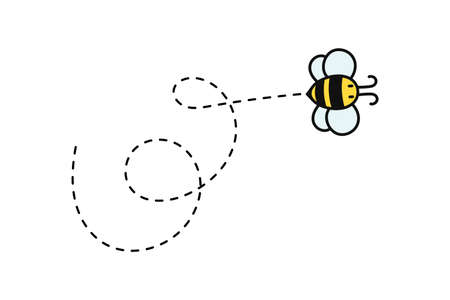 Simple flying bee design vector. Cartoon bee isolated on white background.のイラスト素材