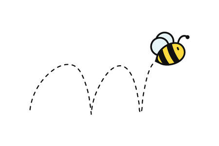 Simple flying bee design vector. Cartoon bee isolated on white background.のイラスト素材
