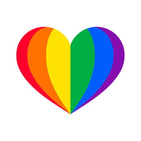 Rainbow Hearts. LGBTQ symbol for celebrating Independence Day. Isolated on white background.のイラスト素材