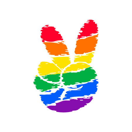 Rainbow Hearts. LGBTQ symbol for celebrating Independence Day. Isolated on white background.のイラスト素材