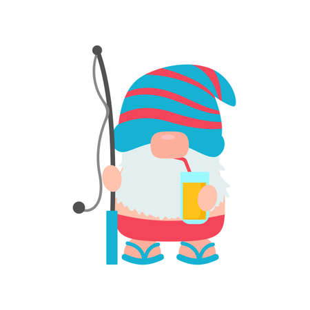 Gnomes Summer. Gnomes wear hats and sunglasses for summer trips to the beach.のイラスト素材