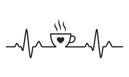 Heartbeat vector Graphs of a fast heartbeat from caffeinated morning coffee.のイラスト素材