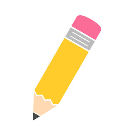 Yellow pencil vector Concept of back to school. Isolated on white background.のイラスト素材