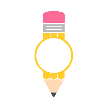 Yellow pencil vector Concept of back to school. Isolated on white background.のイラスト素材