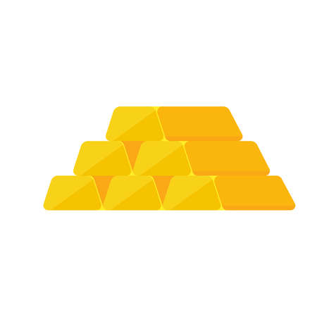 Gold bar icon. Stacked yellow gold bars Concept of saving money on gold assetsのイラスト素材