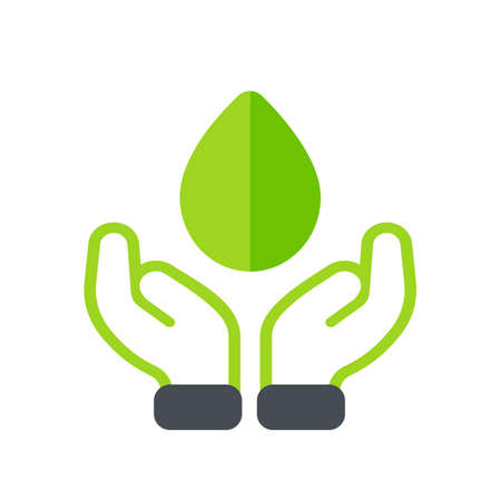 Water drop icon. Green water droplet with looped arrow. Waste water treatment concept for reuseのイラスト素材