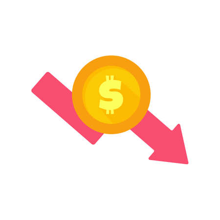 Currency icon. The golden dollar increases and decreases in value.のイラスト素材