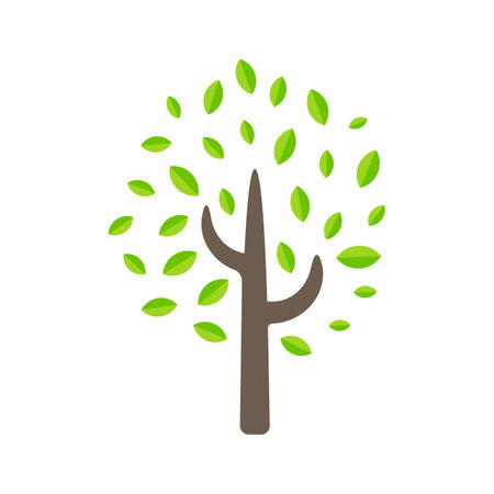 Tree icon simple flat green tree design Economical paper usage ideas To reduce cutting down treesのイラスト素材