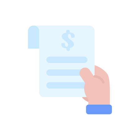 Expense bill. Receipt paper labeled Expenses due to purchase of the product.のイラスト素材