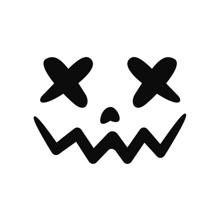 Scary Ghost Horror Face Silhouette Vector For Carving On Halloween Pumpkinのイラスト素材