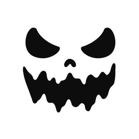 Scary Ghost Horror Face Silhouette Vector For Carving On Halloween Pumpkinのイラスト素材